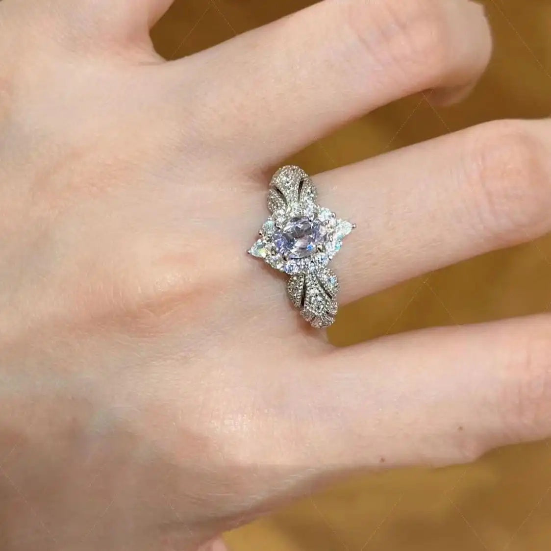 French Crystal Oval Ring