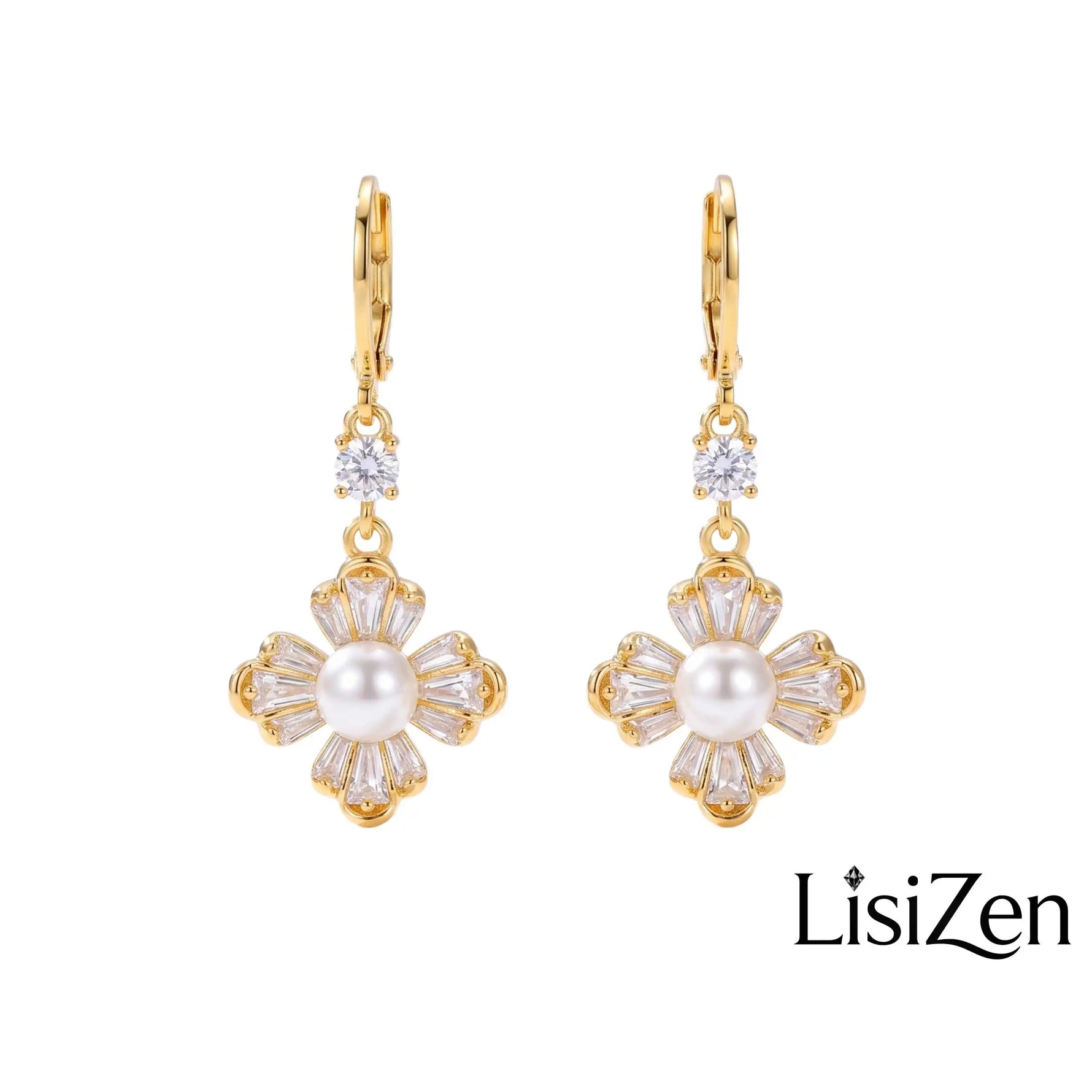 French Crystal Small Flower Mid-To Earrings