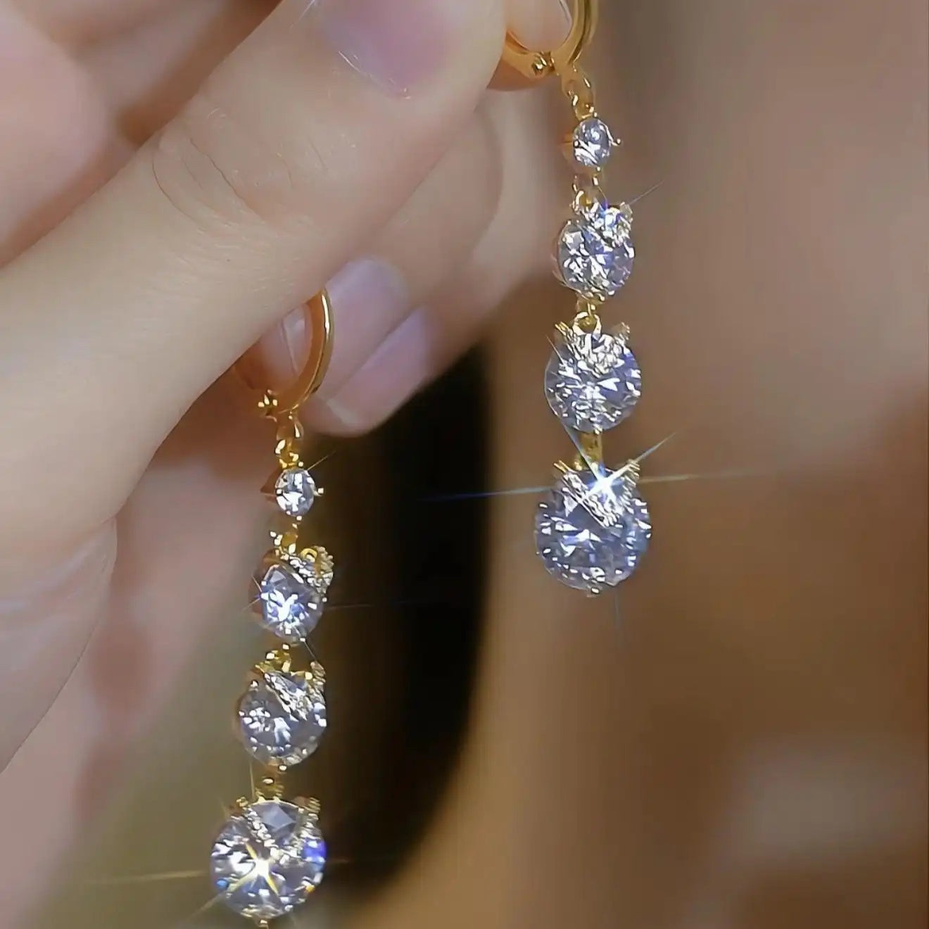 French Crystal Tassel Ear Cuffs