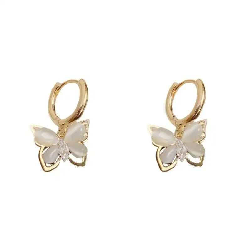 French Diamond-Encrusted Butterfly Clip-On Earrings