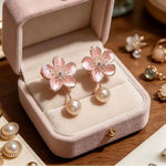 French Floral Pearl Cherry Blossom Earrings