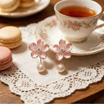 French Floral Pearl Cherry Blossom Earrings
