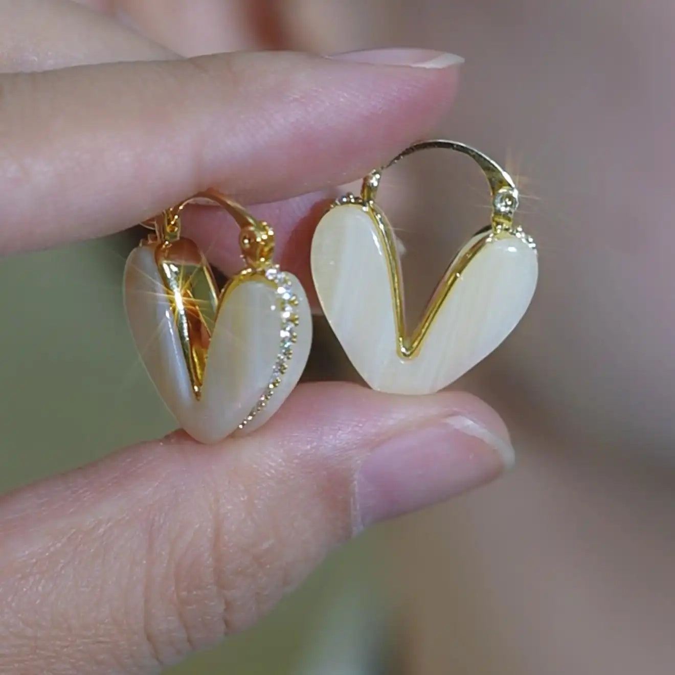 French Glow- Heart Hoop Earrings