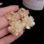 French- Metal Petal Drop Earrings