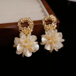 French- Metal Petal Drop Earrings