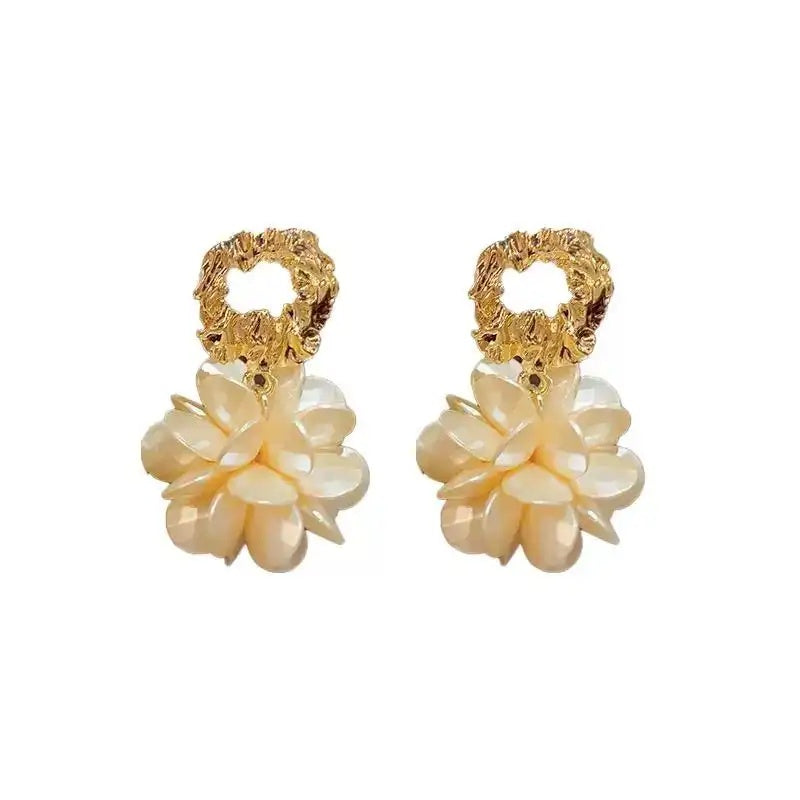 French- Metal Petal Drop Earrings