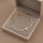 French Minimalist Cross Bracelet
