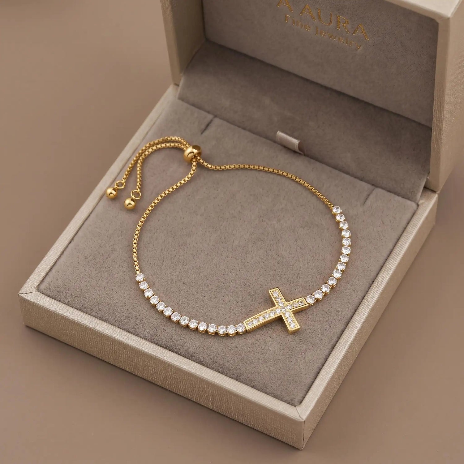 French Minimalist Cross Bracelet