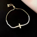 French Minimalist Cross Bracelet