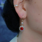 French Palace Crystal Rose Hoop Earrings