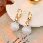 French Pearl Heart Hoop Earrings