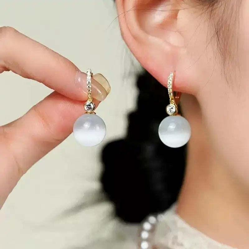 French Pearl Heart Hoop Earrings