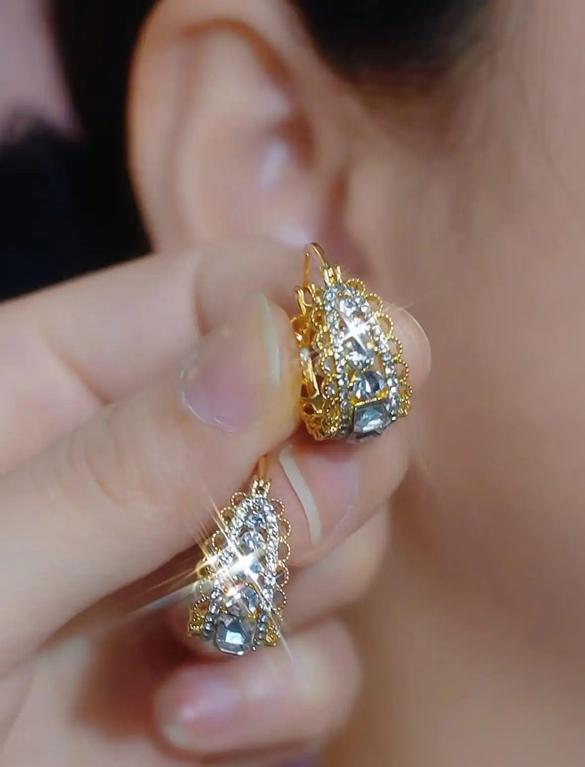 French Princess Lace Crystal Retro Earrings