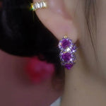 French Purple Rose Hoop Earrings