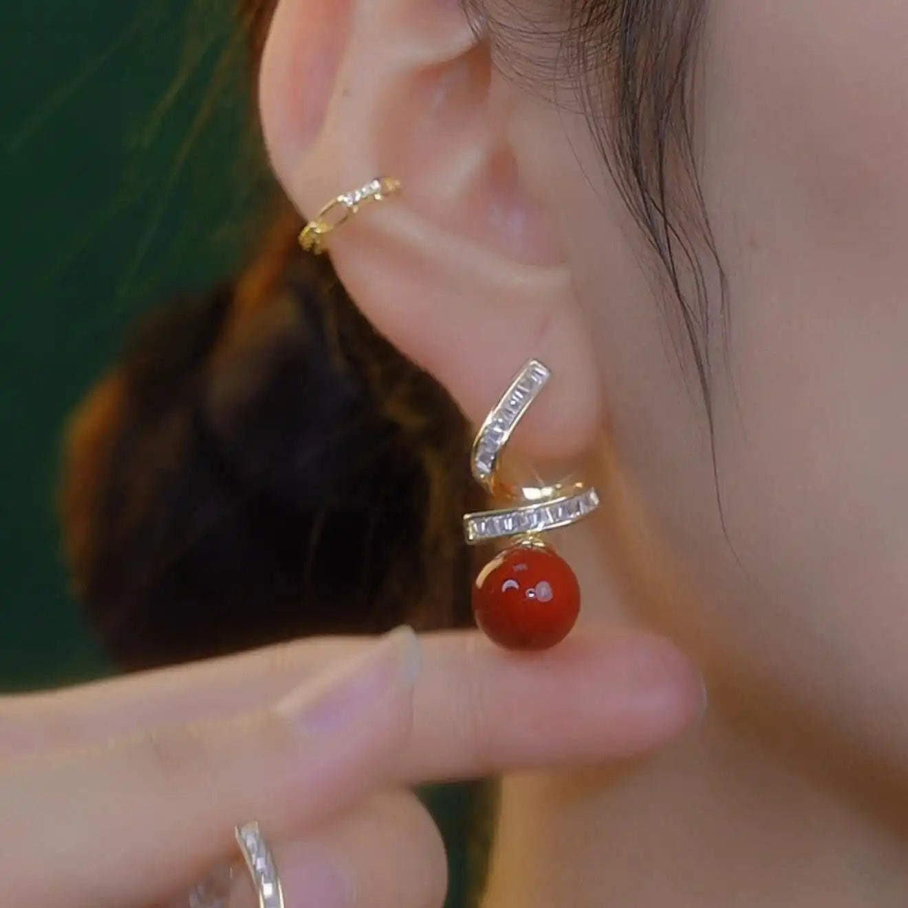 French Red Sense Stud Earrings