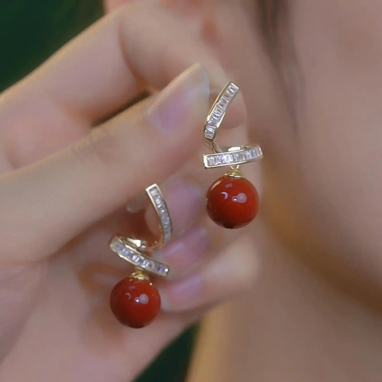 French Red Sense Stud Earrings