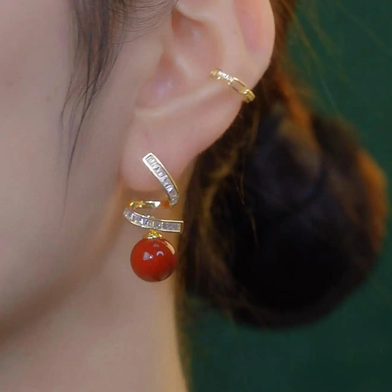 French Red Sense Stud Earrings