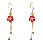 French Retro Crystal Red Petal Drop Earrings