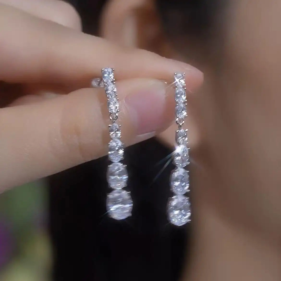French Retro Crystal Round Tassel Drop Earrings