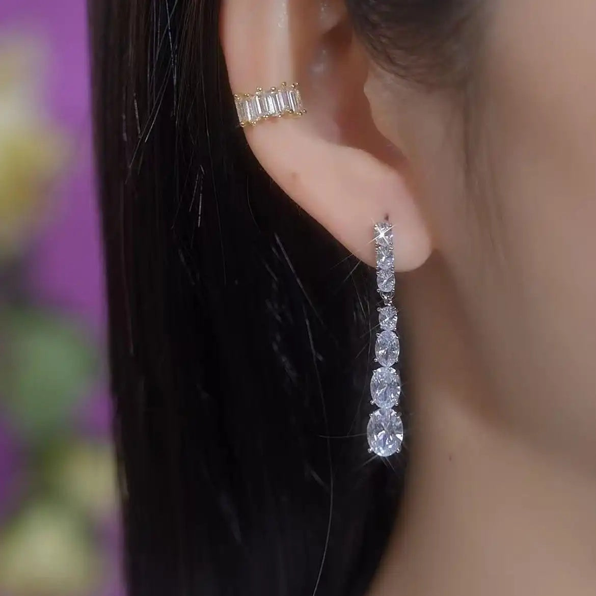 French Retro Crystal Round Tassel Drop Earrings