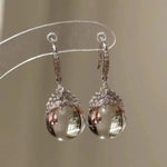 French Retro Crystal White Stud Earrings