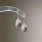 French Retro Crystal White Stud Earrings