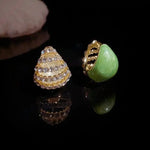 French Retro Double Sided Green Drop Earrings