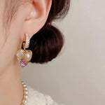 French Retro Freshwater Pearl Petal Earrings