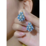 French Retro Green Pine Flower Earrings