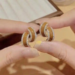 French Retro Maillard Color Stud Earrings