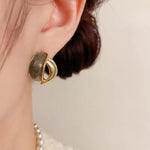 French Retro Minimalist Resin Metal Earrings