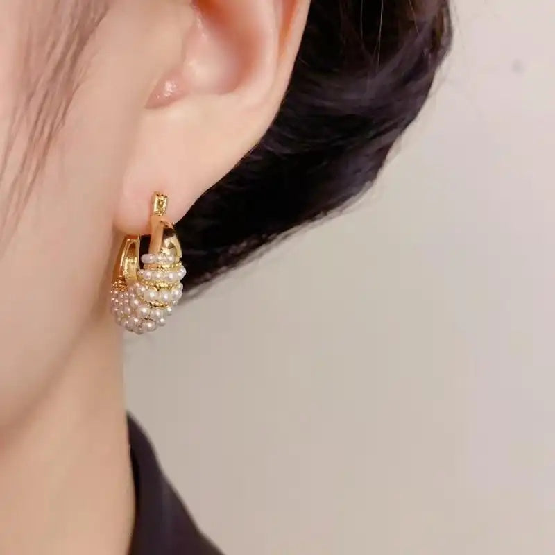 French Retro Pearl Bag Earrings