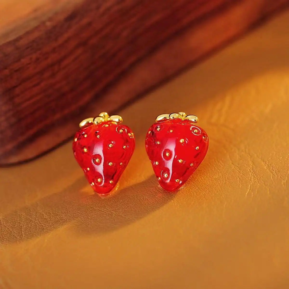French Retro Red Strawberry Earrings