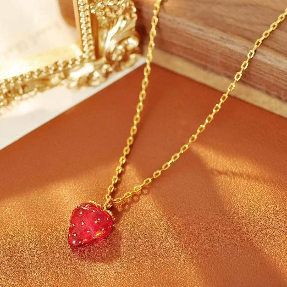 French Retro Red Strawberry Earrings