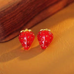 French Retro Red Strawberry Earrings