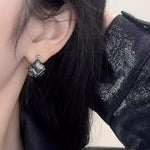 French Retro Square Crystal Stud Earrings