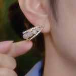 French Retro U-Shape Crystal Hoop Earrings