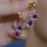 French Rose Flower Crystal Earrings