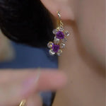 French Rose Flower Crystal Earrings