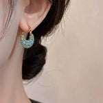 French Small Grain Blue Pine Earrings