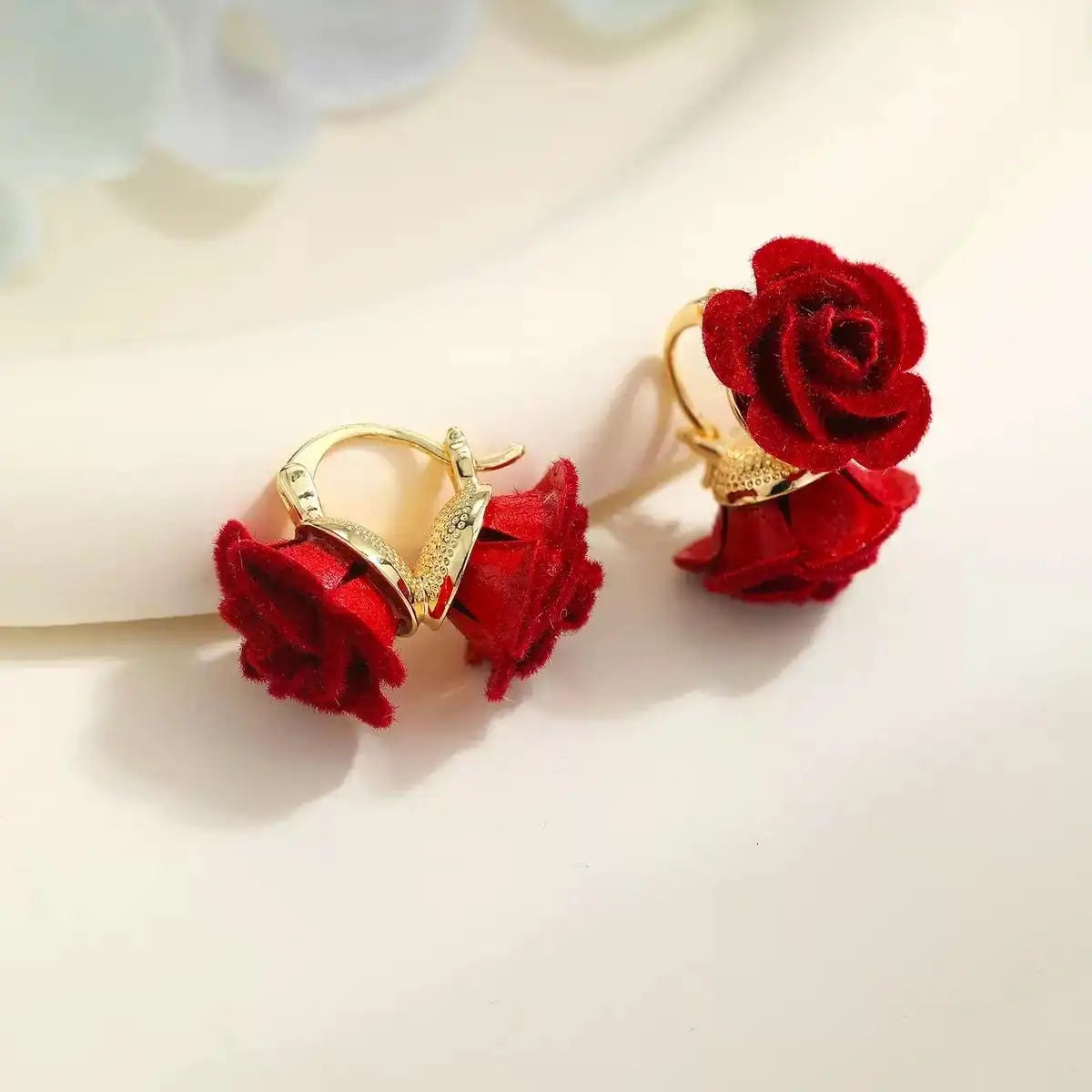 French Three-Dimensional Velvet Double Sided Hoop Earrings