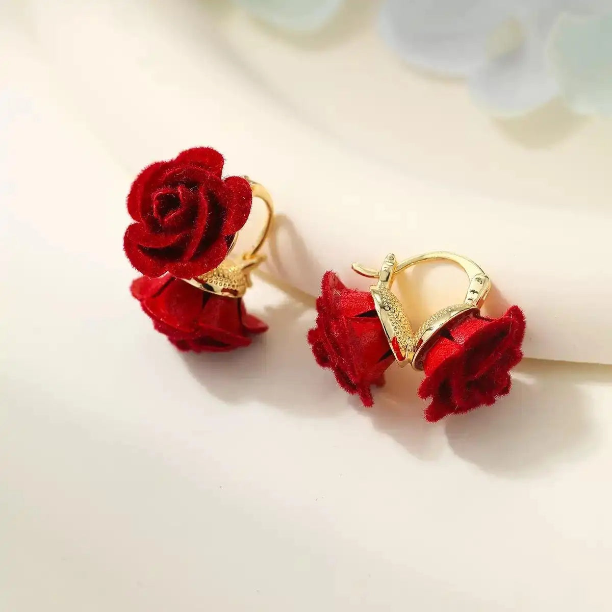 French Three-Dimensional Velvet Double Sided Hoop Earrings