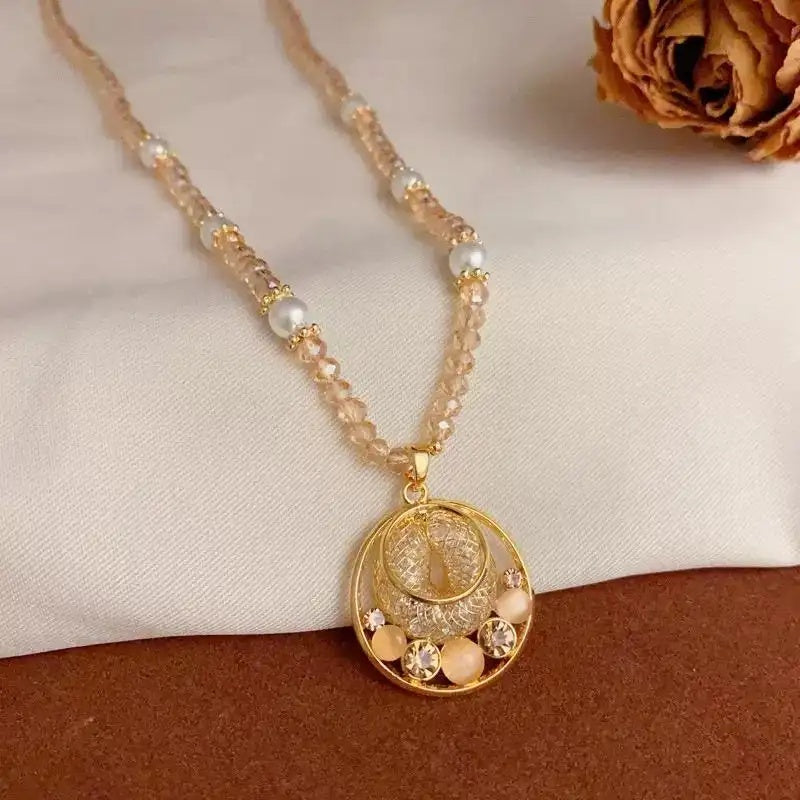 French Vintage Gold Wire Circle Necklace