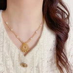 French Vintage Gold Wire Circle Necklace