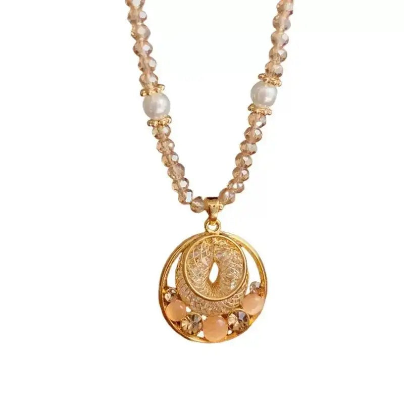 French Vintage Gold Wire Circle Necklace