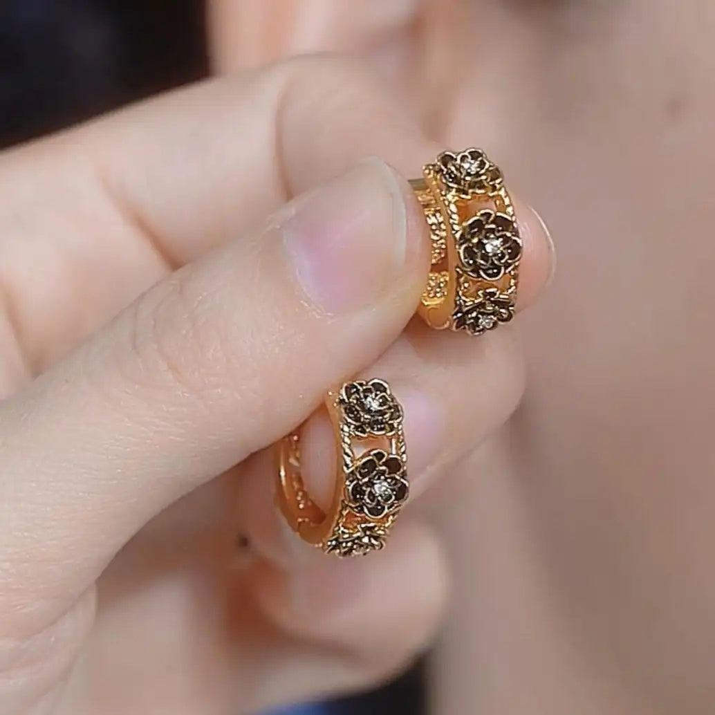 French Vintage Hollow Rose Earrings