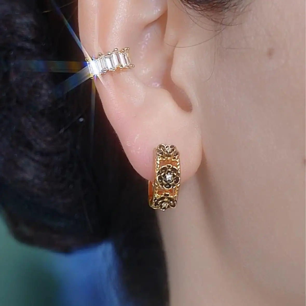 French Vintage Hollow Rose Earrings