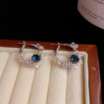 French Vintage Pink Crystal Double-Sided Hoop Earrings