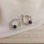 French Vintage Pink Crystal Double-Sided Hoop Earrings