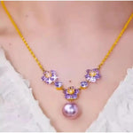 French Violet Crystal Necklace